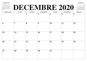 Calendrier Decembre 2020 PDF