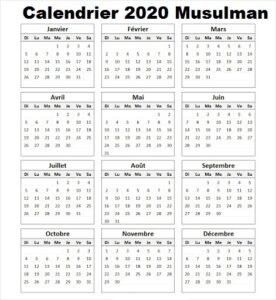 Calendrier Lunaire 2020 Musulman