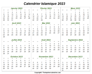 Calendrier Musulman 2023