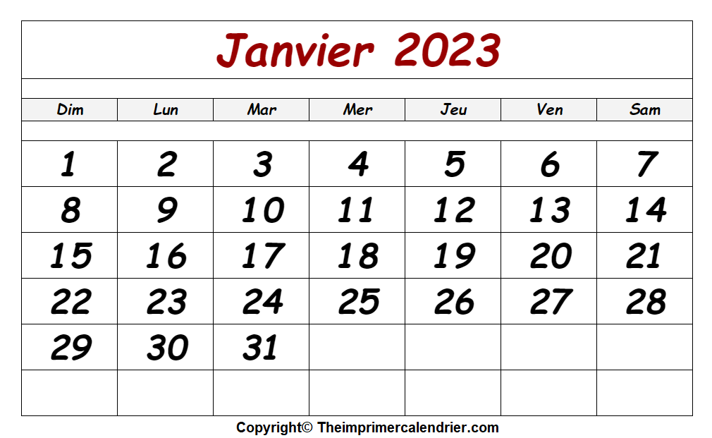 Calendrier Lunaire Janvier 2023