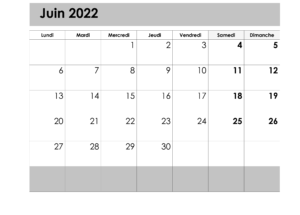 Juin 2022 Calendrier