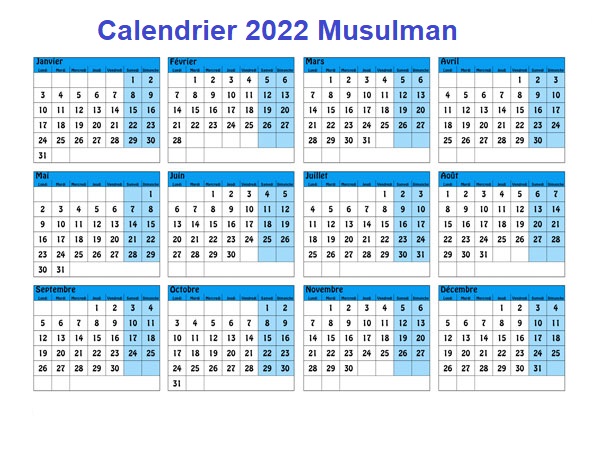 Calendrier Musulman 1443