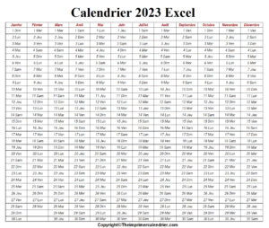 Calendrier 2023 Excel Modifiable