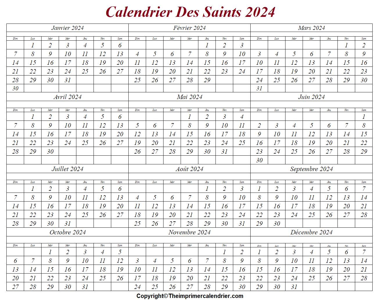 Calendrier Des Saints 2024 Belgique