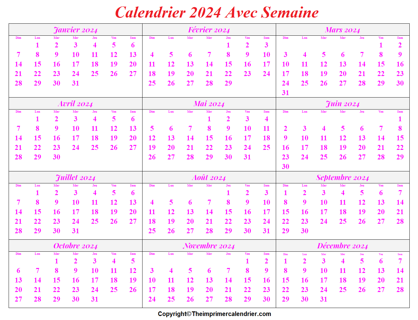 Calendrier 2024 Avec Semaines Belgique